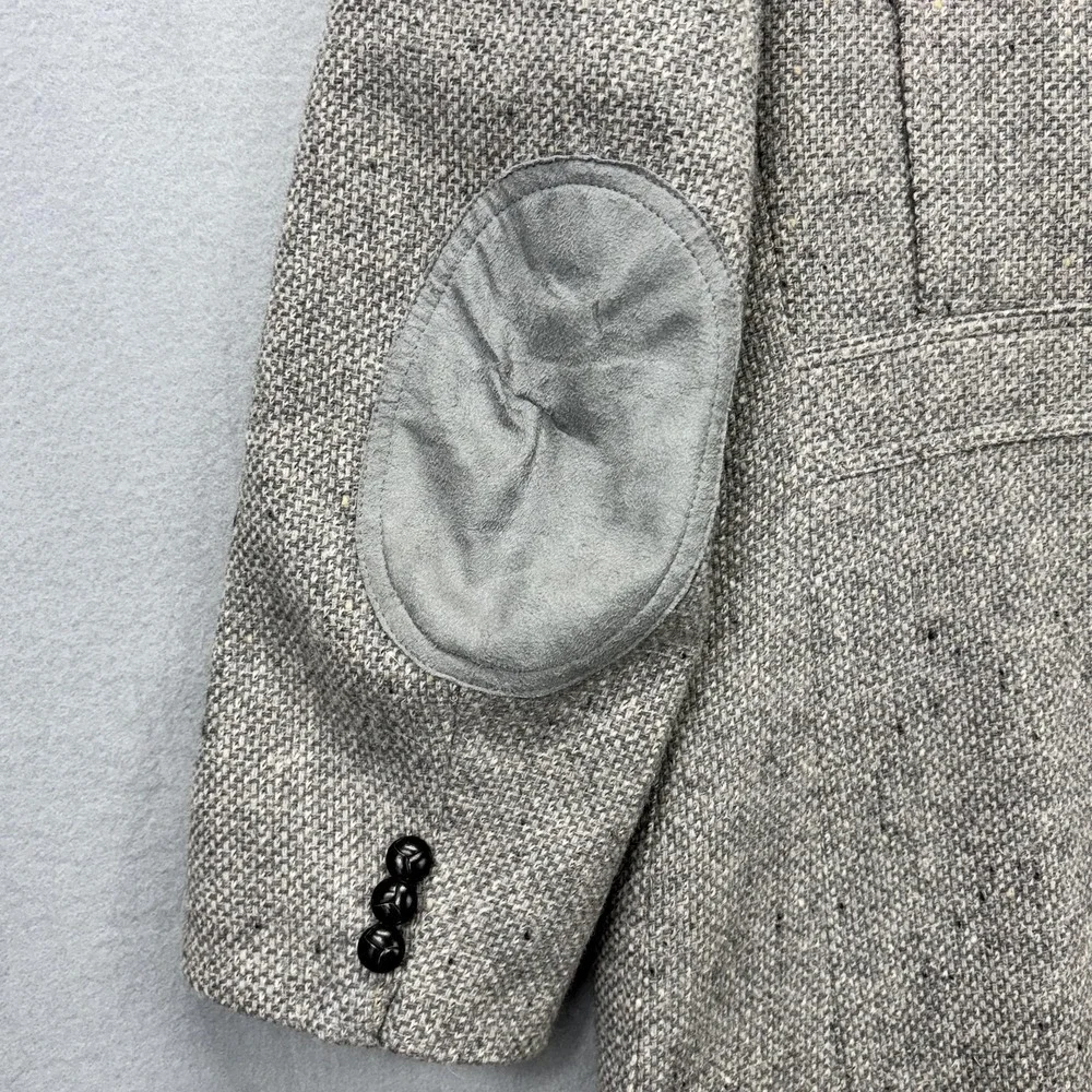 Vintage Pendleton Blazer Mens 44 Long Gray Tweed Wool Elbow Patch Made USA‎ 80s